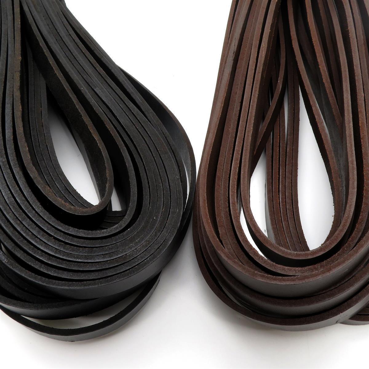 Lederband Flach 15 mm x 3 mm - Schwarz. Länge: 25 m