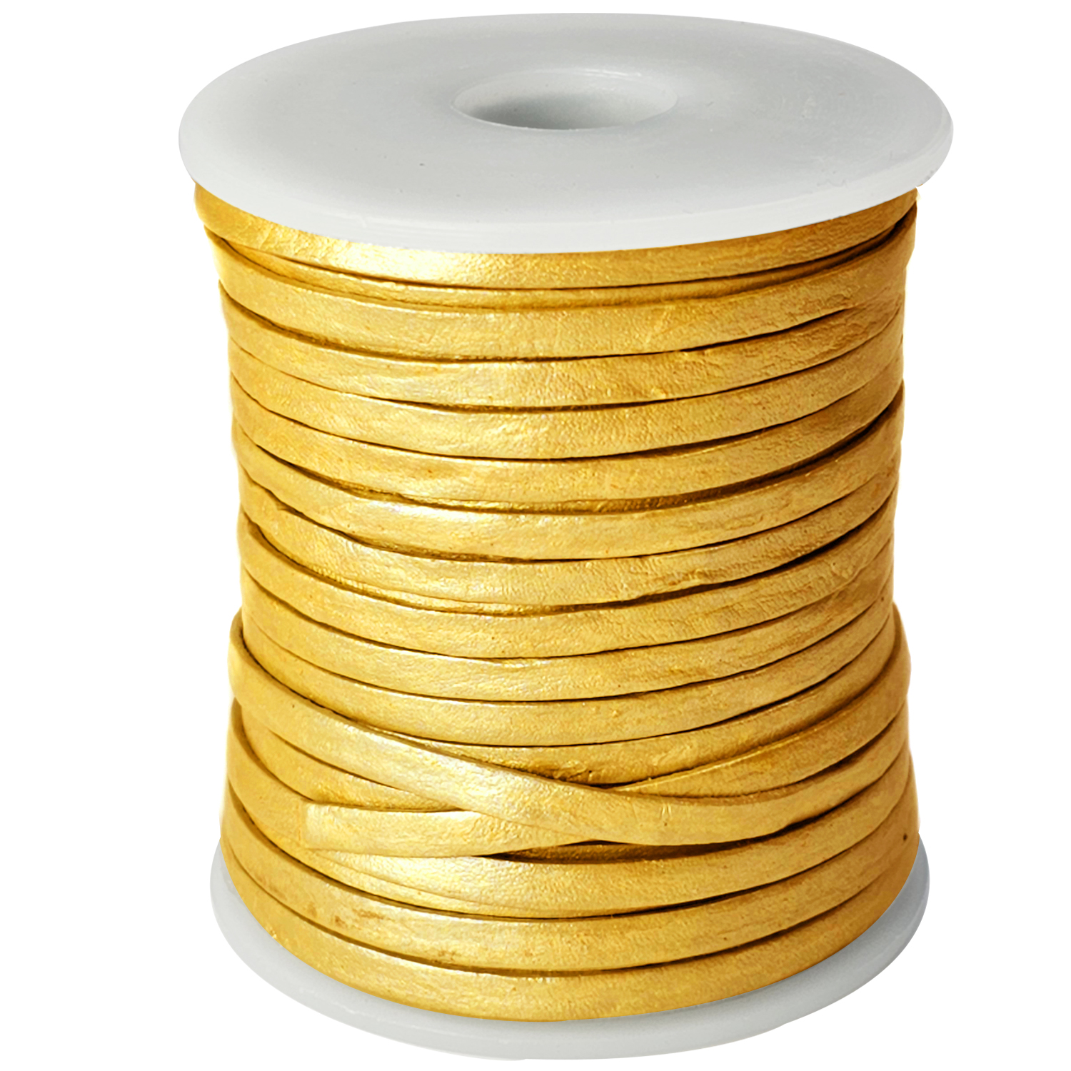 Lederband Flach 3 x 1 mm - Gold. Länge: 10 m