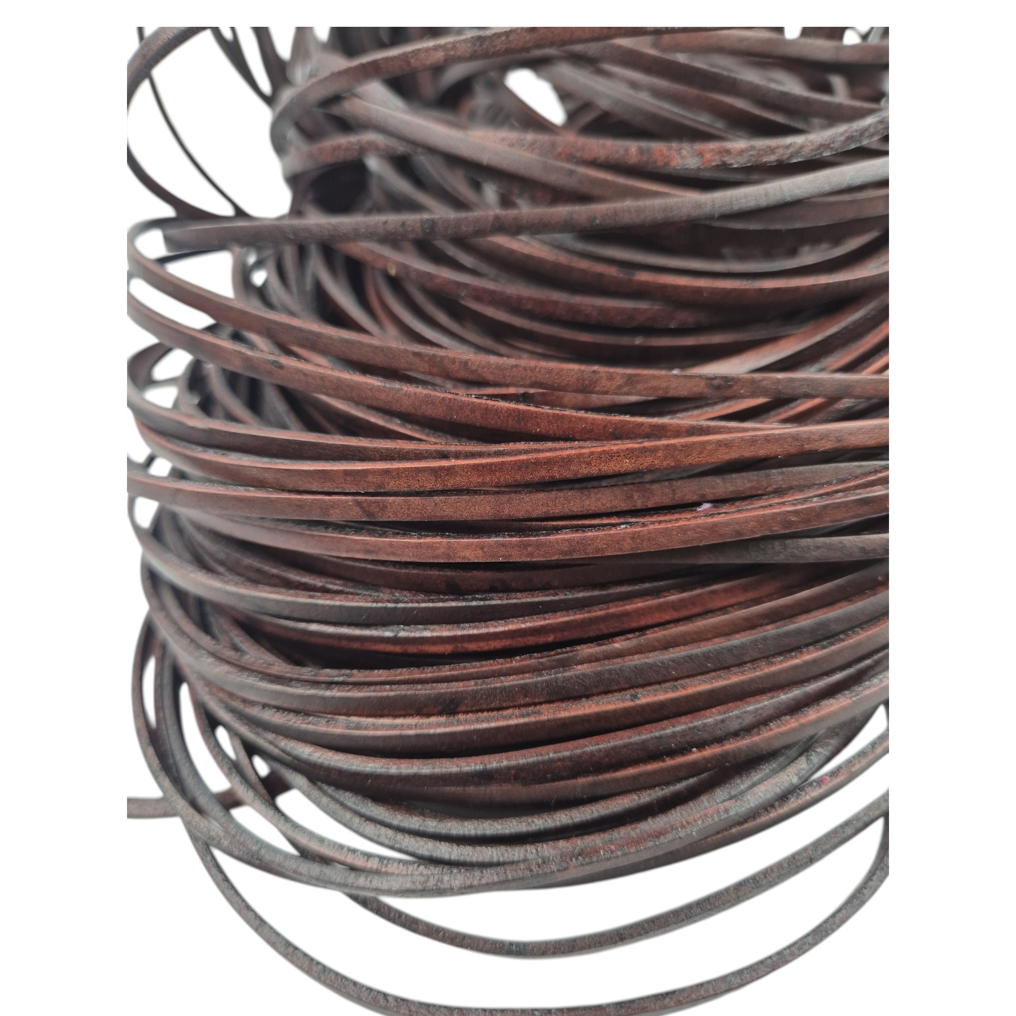 Lederband Flach Eckig 3 mm x 2 mm - Antik Braun