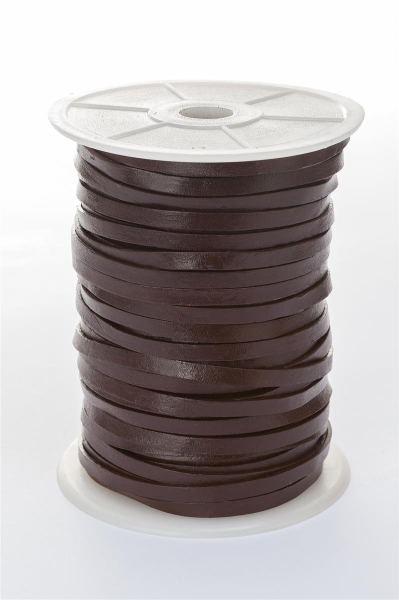 Lederband Flach 5 mm x 1,5 mm - Braun. Länge: 25 m auf Rolle