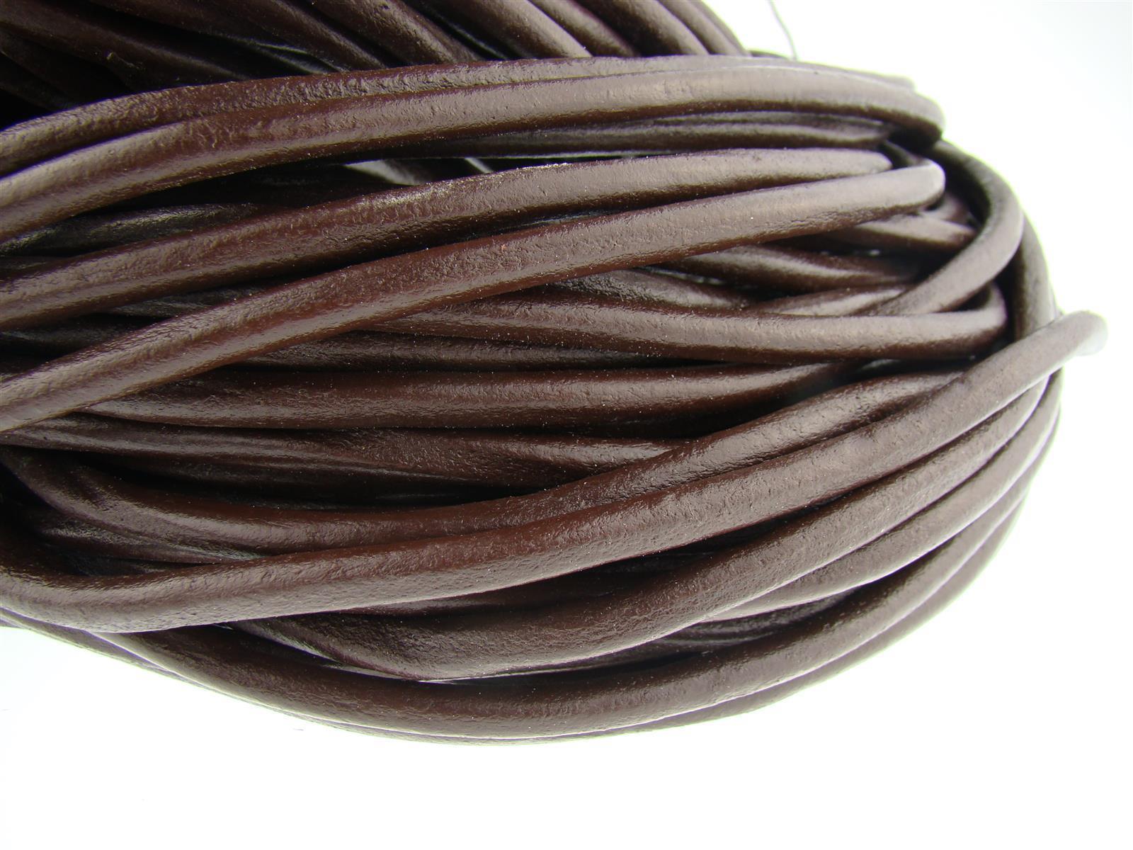 Lederschnur Rund 6 mm - Braun. Länge: 3 m