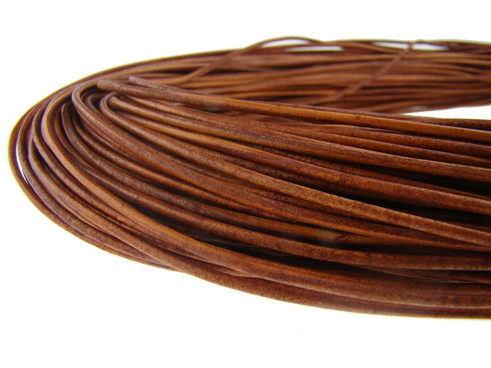 Lederschnur Rund 1,5 mm - Naturbraun. Länge: 50 m auf Rolle