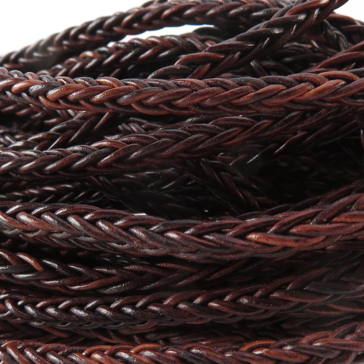 Lederschnur geflochten quadratisch 3 mm - Antik Braun. Länge: 15 m