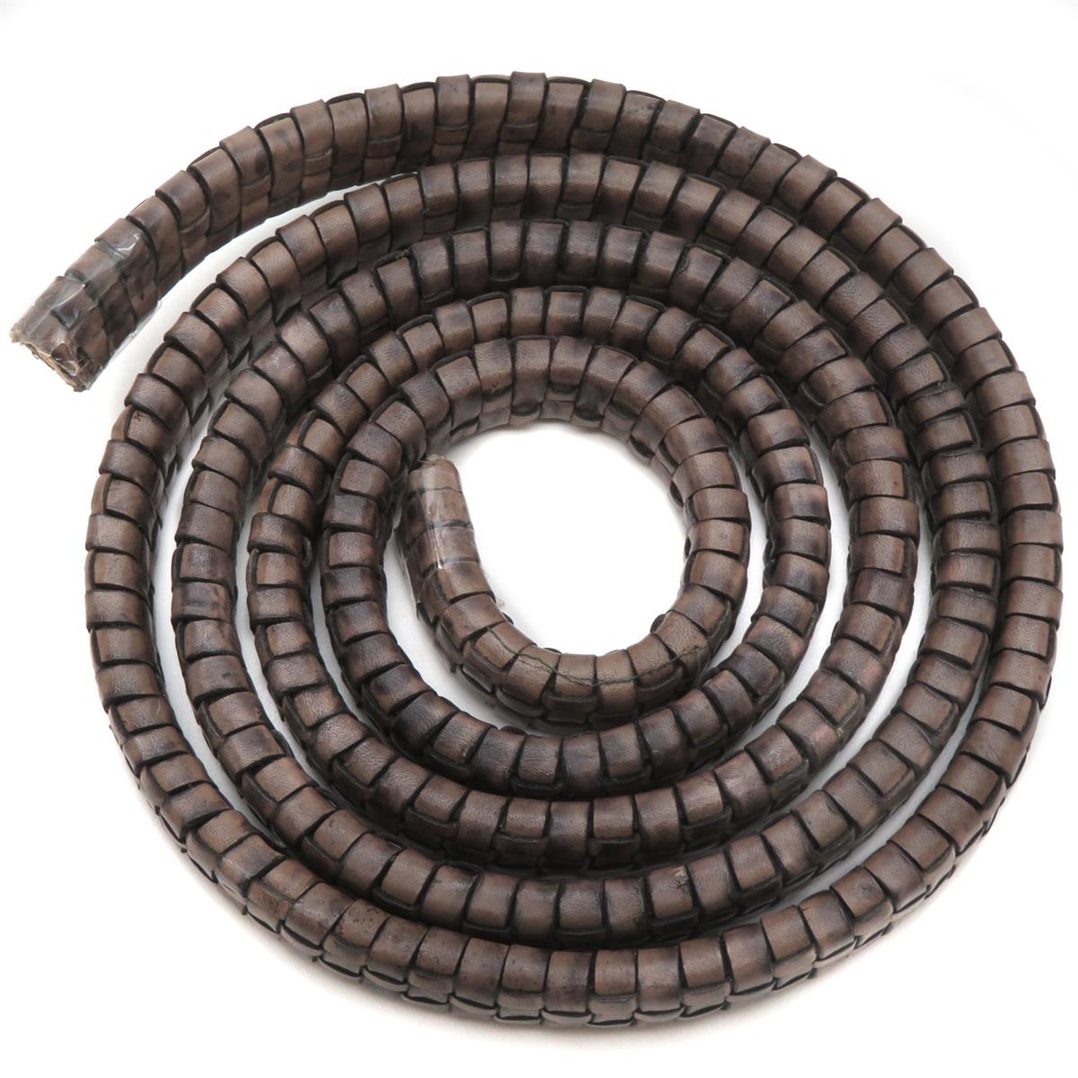 Lederband Geflochten oval | 1 Meter | 11 mm x 6 mm | Graphit
