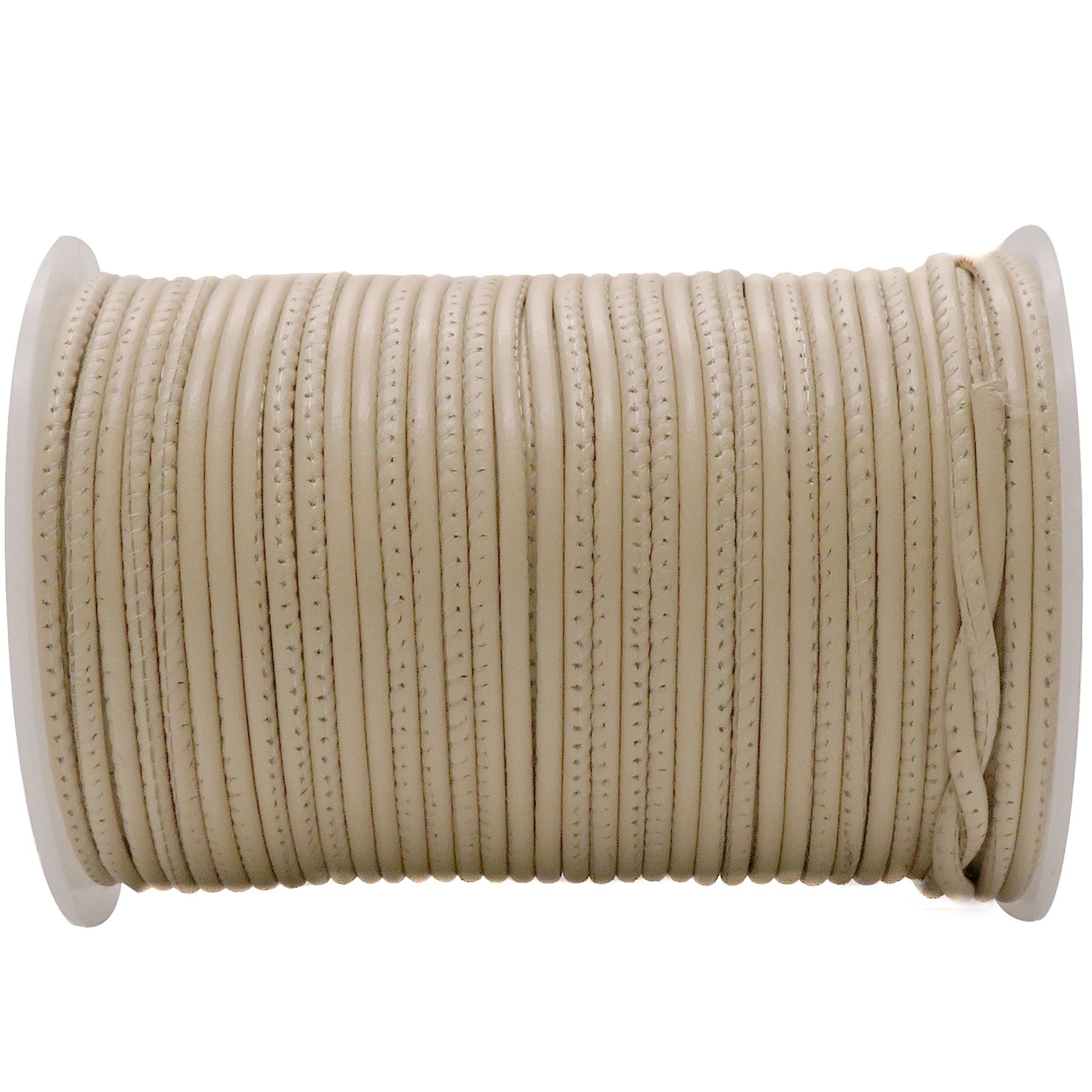 Lederschnur Rund gesäumt 2,5 mm - Natur. Länge: 10 m