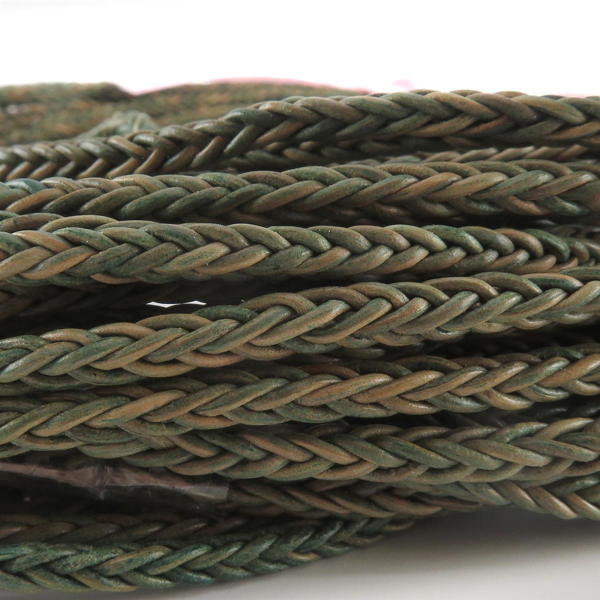 Lederschnur geflochten quadratisch 3 mm - Mesh Hellgrün. Länge: 15 m