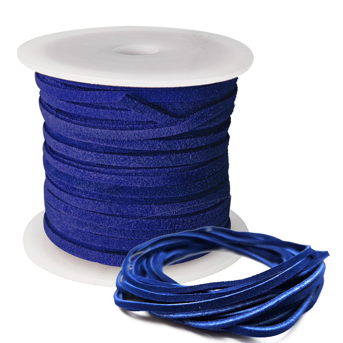 Lederband Flach Wild  3 mm x 1,5 mm - Blau. Länge: 25 m auf Rolle