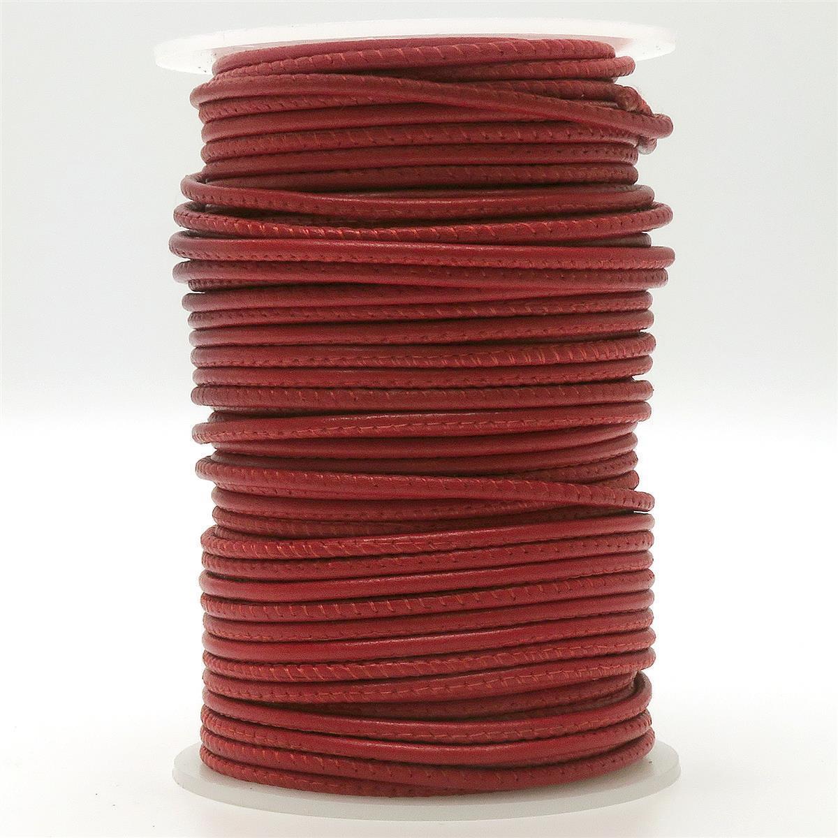 Lederschnur Rund gesäumt 2,5 mm - Rot