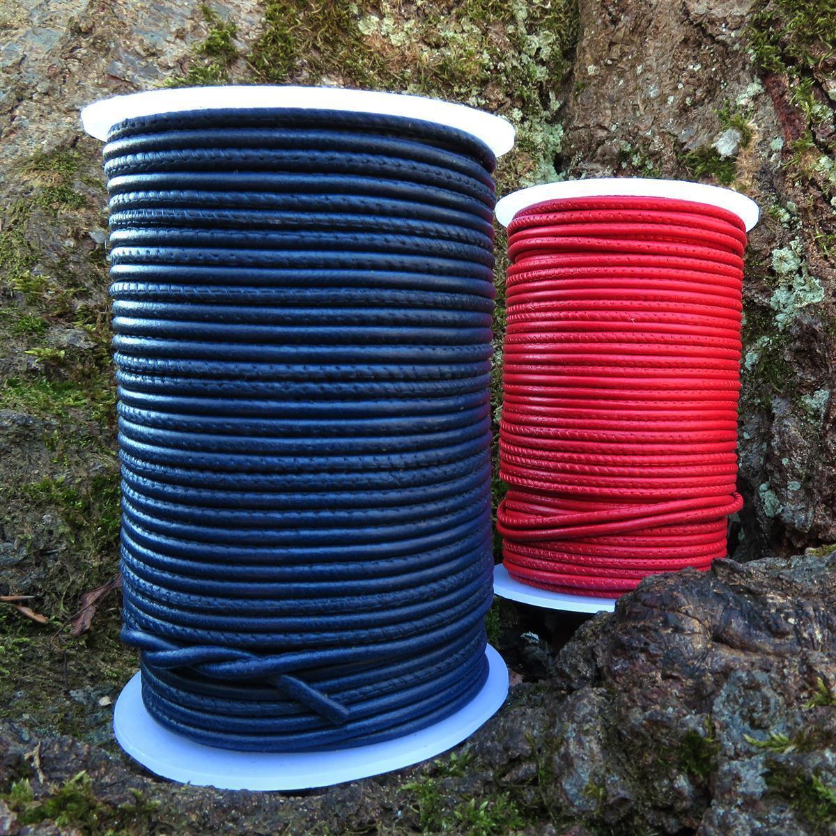 Lederschnur Rund gesäumt 2,5 mm - Navy. Länge: 5 m