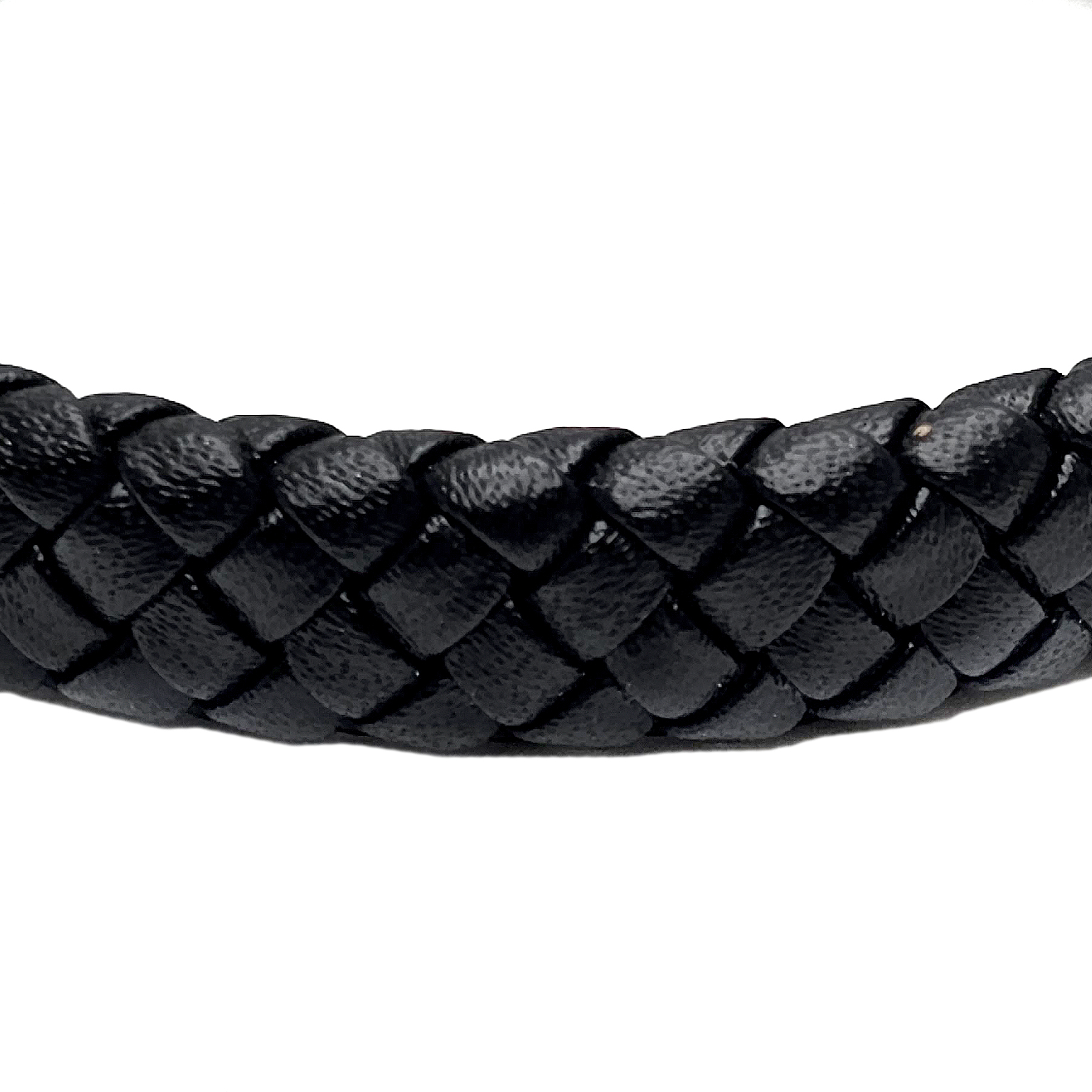 Geflochtenes Lederarmband flach - 12 mm Breite - Schwarz. Größe: 19 cm (S)