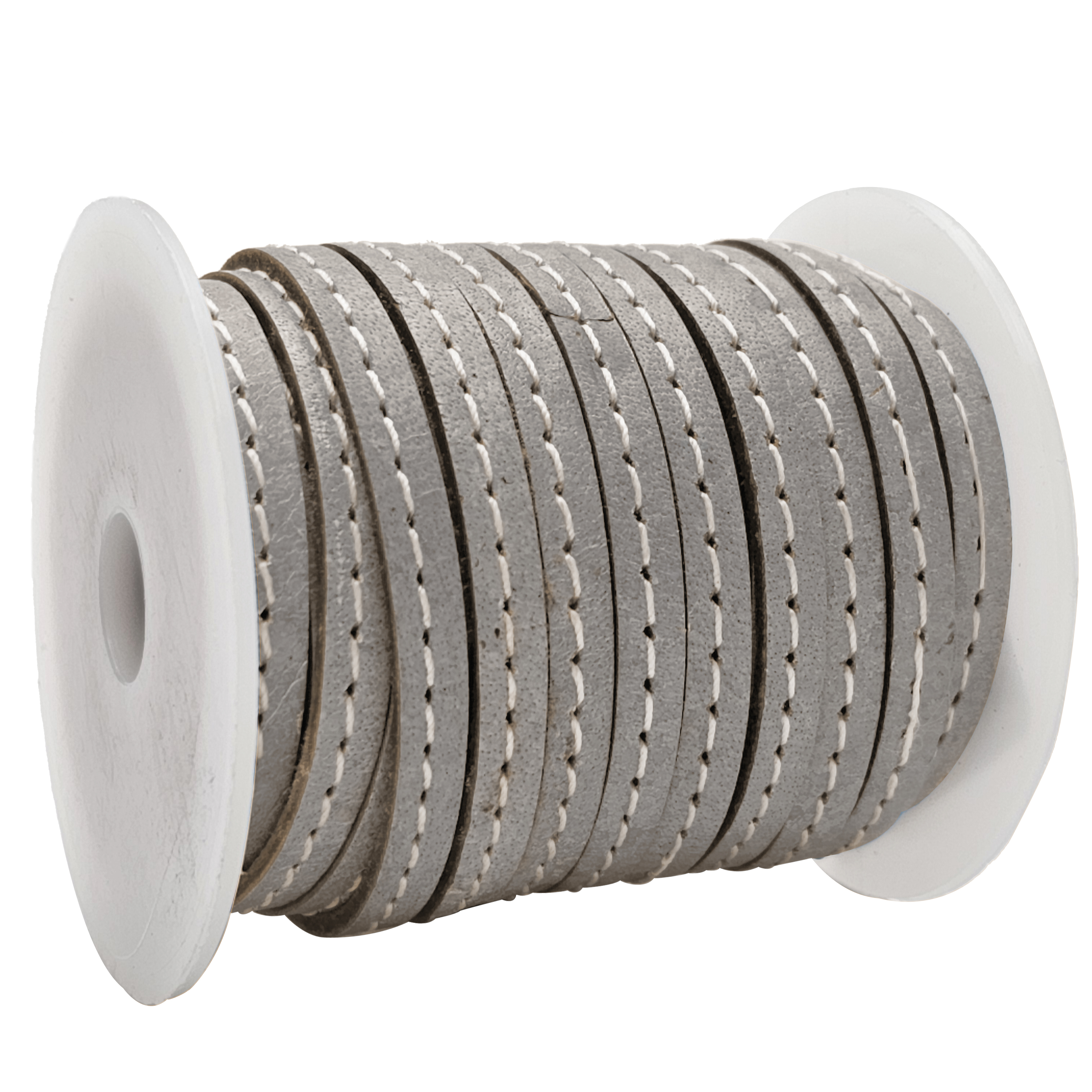 Lederband flach mit Ziernaht  5 x 1,5  mm - KO/19 Grau | 10 m