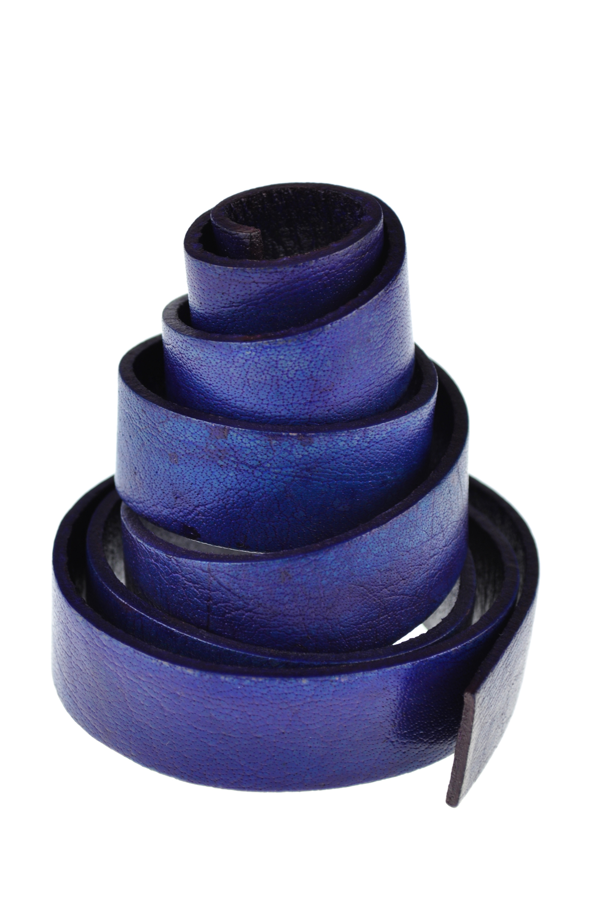 Lederband Flach. Länge: 1 m; Dicke: 2 mm - Antik Blau. Breite: 10 mm