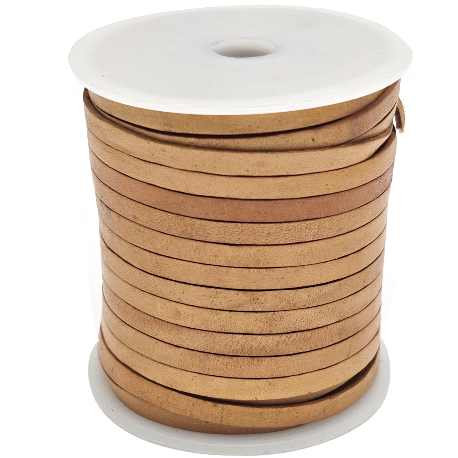 Naturbraunes Lederband in 3 mm Breite und 1 mm Dicke - flacher Lederriemen