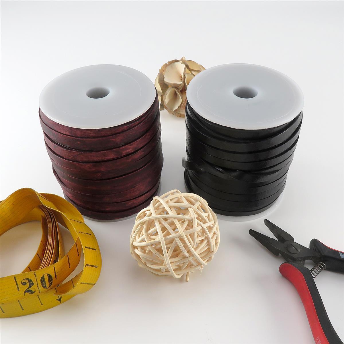 Lederband Flach 6 mm x 1,5 mm - Antik Rot