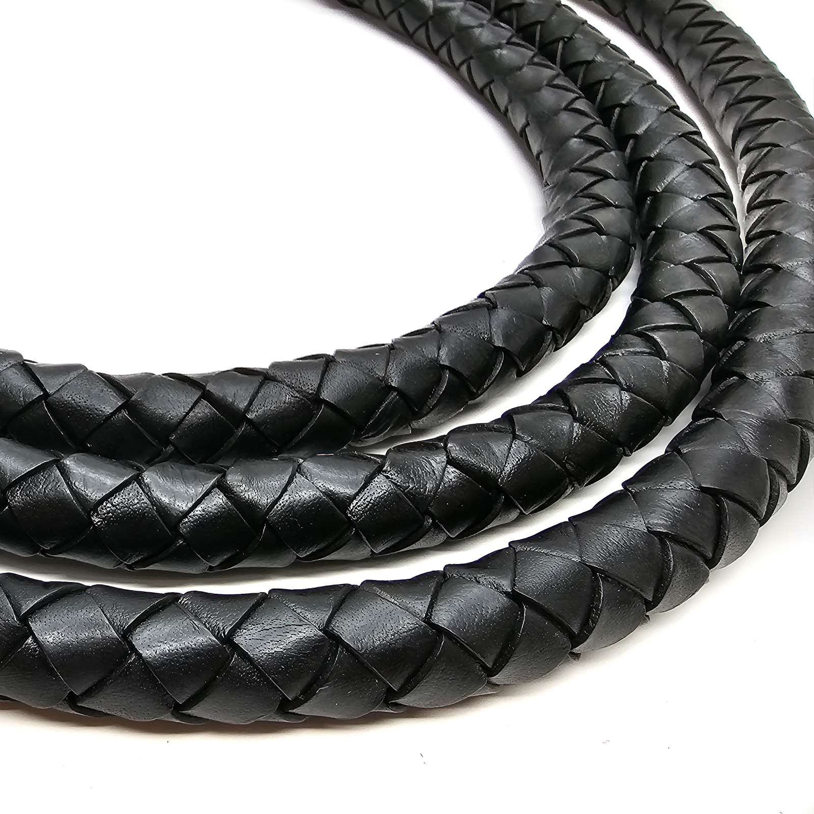 Lederschnur geflochten 20 mm - Schwarz. Länge: 5 Meter