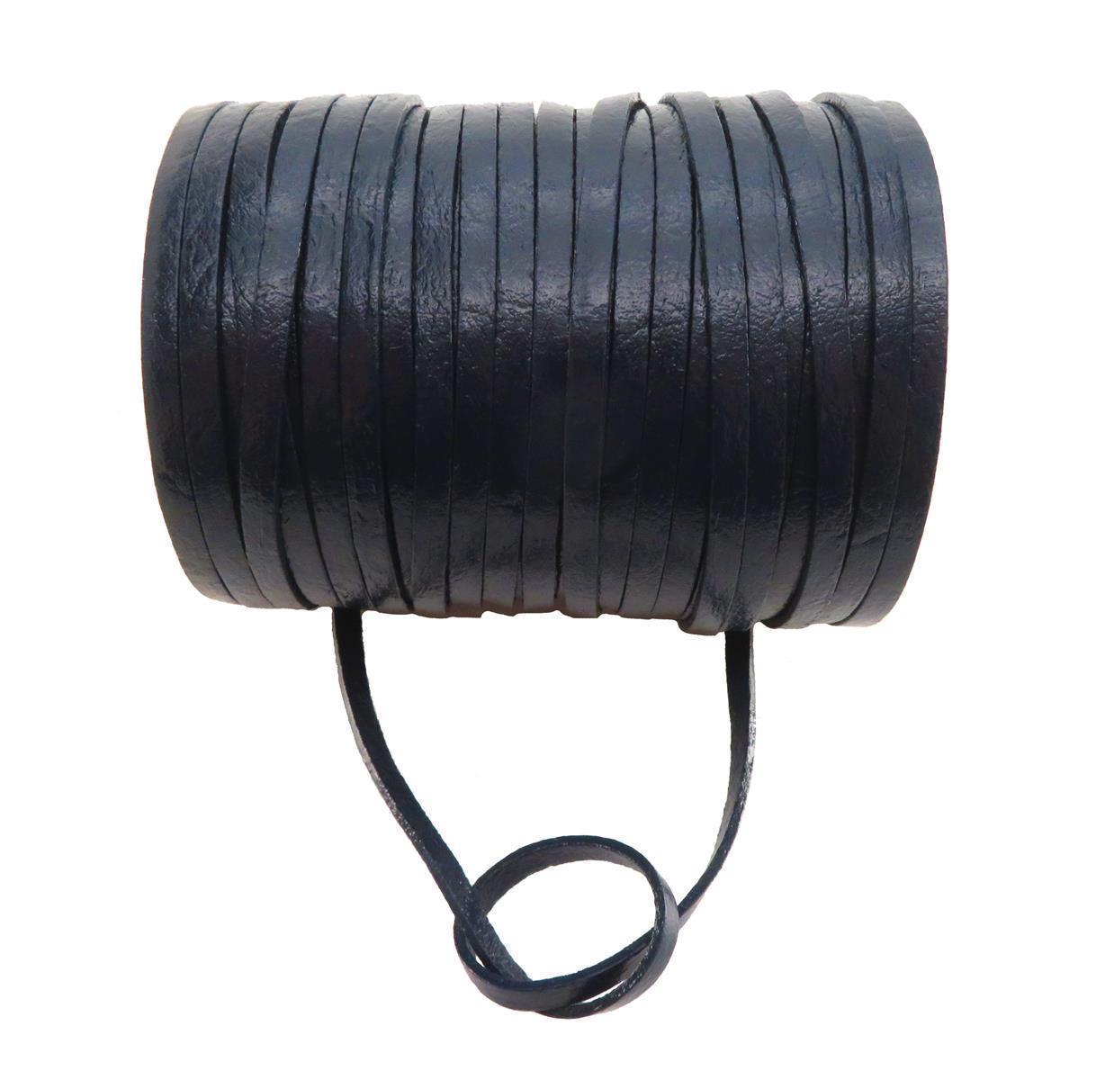 Lederband Flach 5 mm x 2 mm - Navy. Länge: 2 m