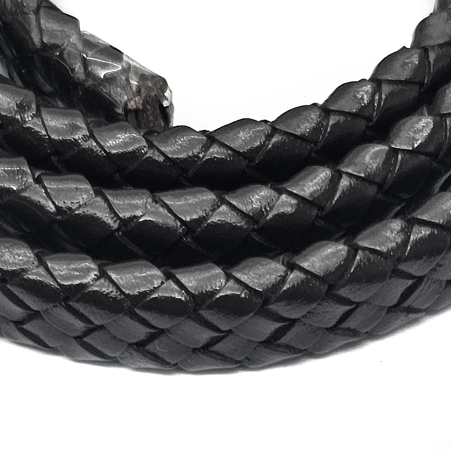 Lederband Geflochten oval | 1 Meter | 12 mm x 6 mm | Schwarz