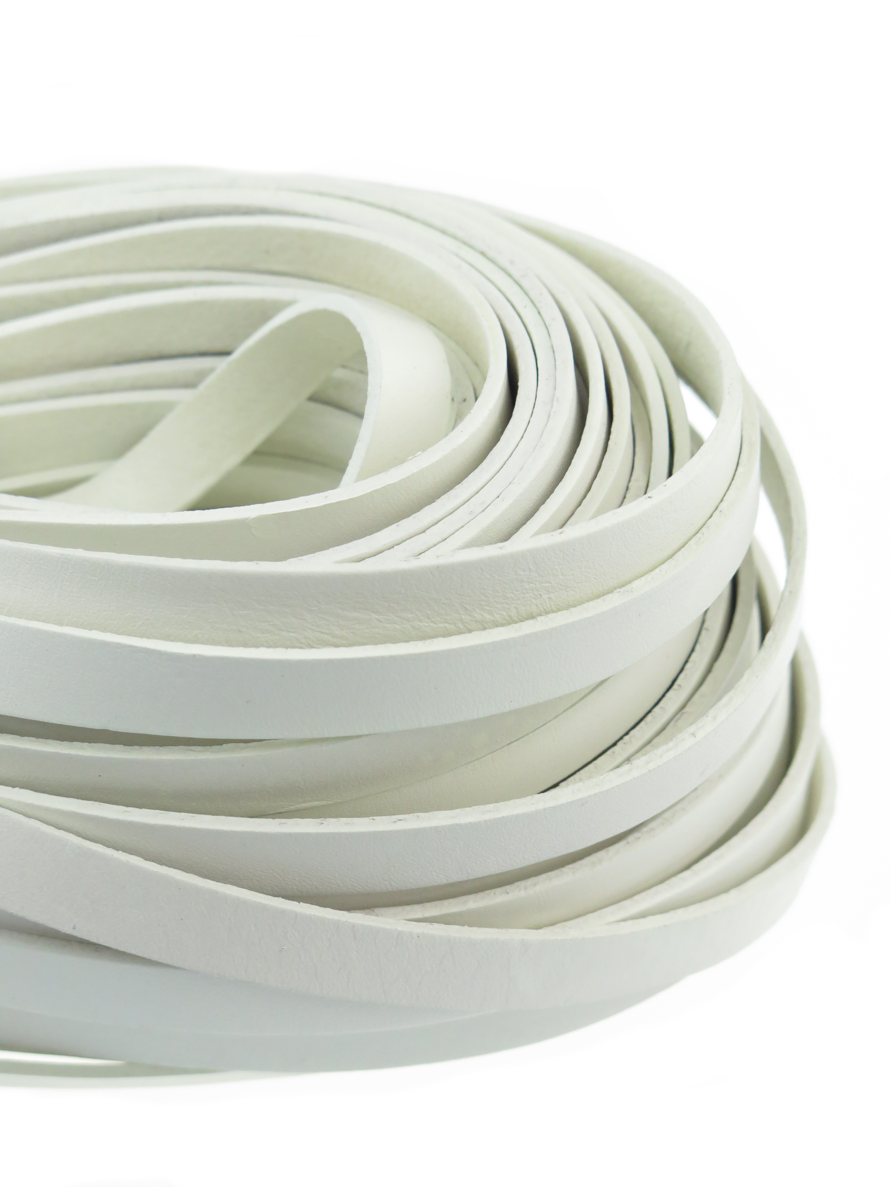 Lederband Flach 1 cm x 2 mm - Weiß