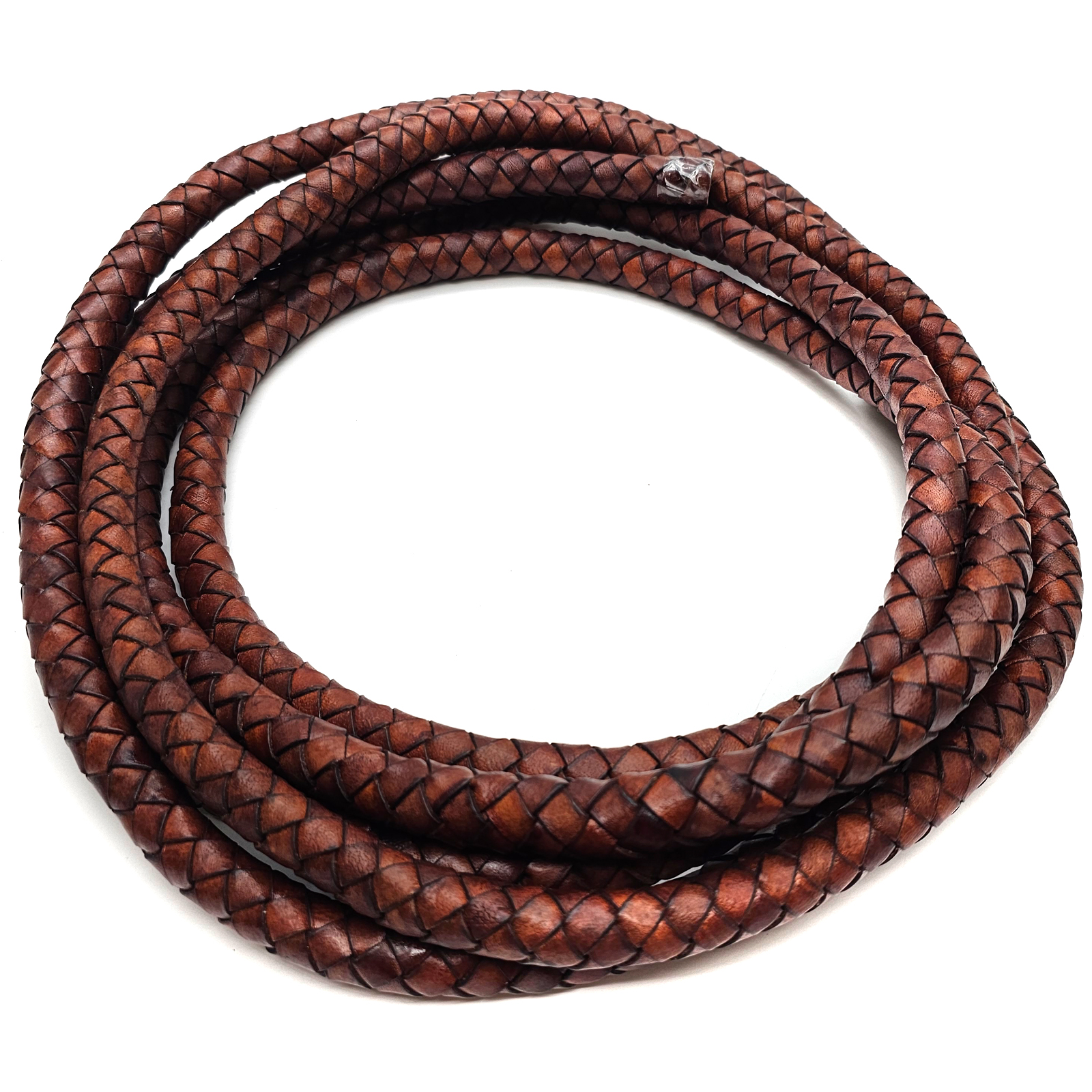 Lederschnur geflochten 20 mm - Antik Braun. Länge: 2 Meter