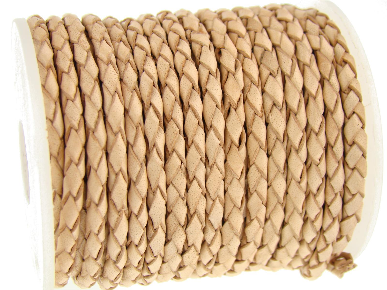 Lederschnur geflochten 3 mm - Natur. Länge: 15 m