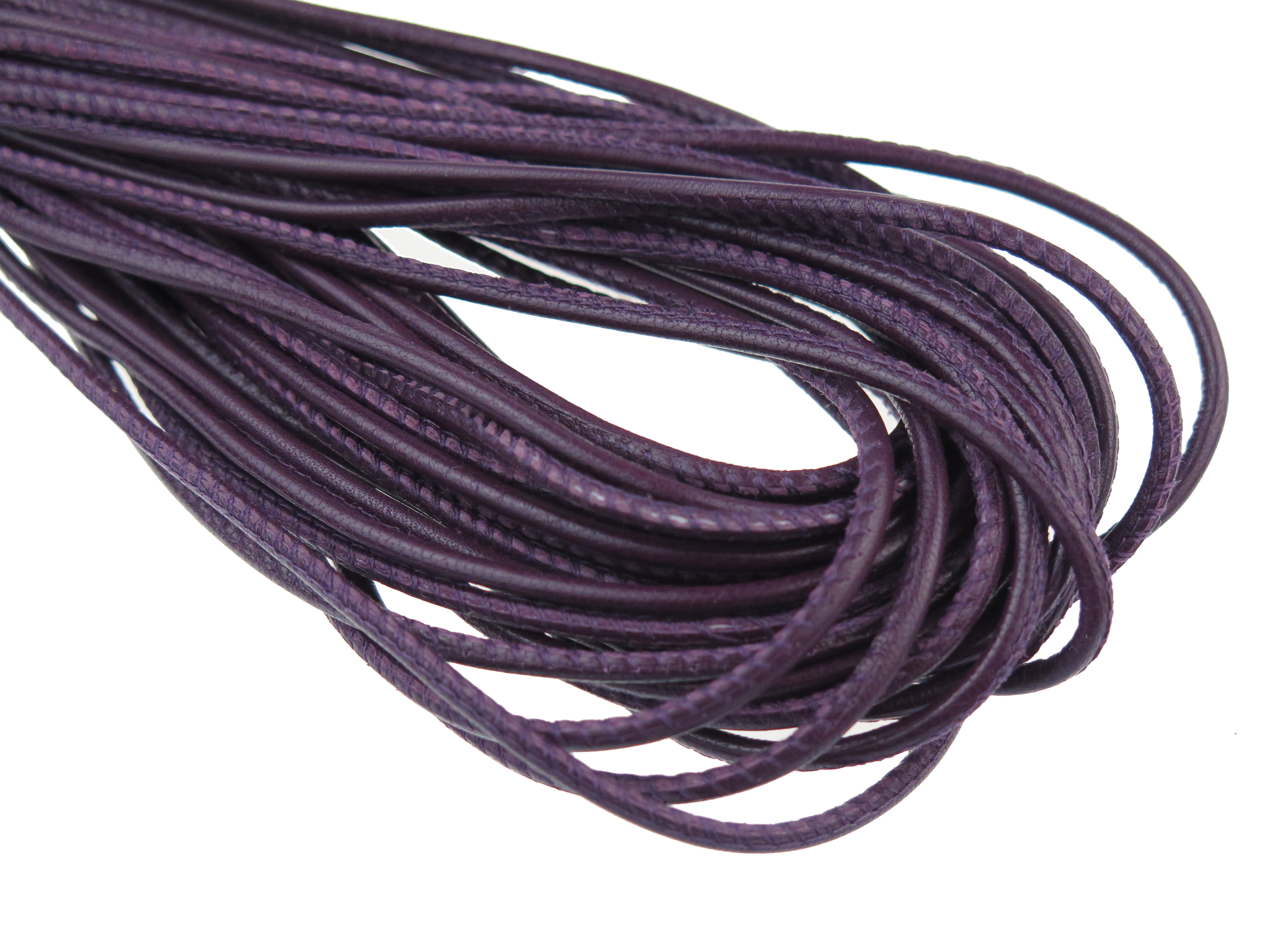 Lederschnur Rund gesäumt 2,5 mm - Lila. Länge: 50 cm
