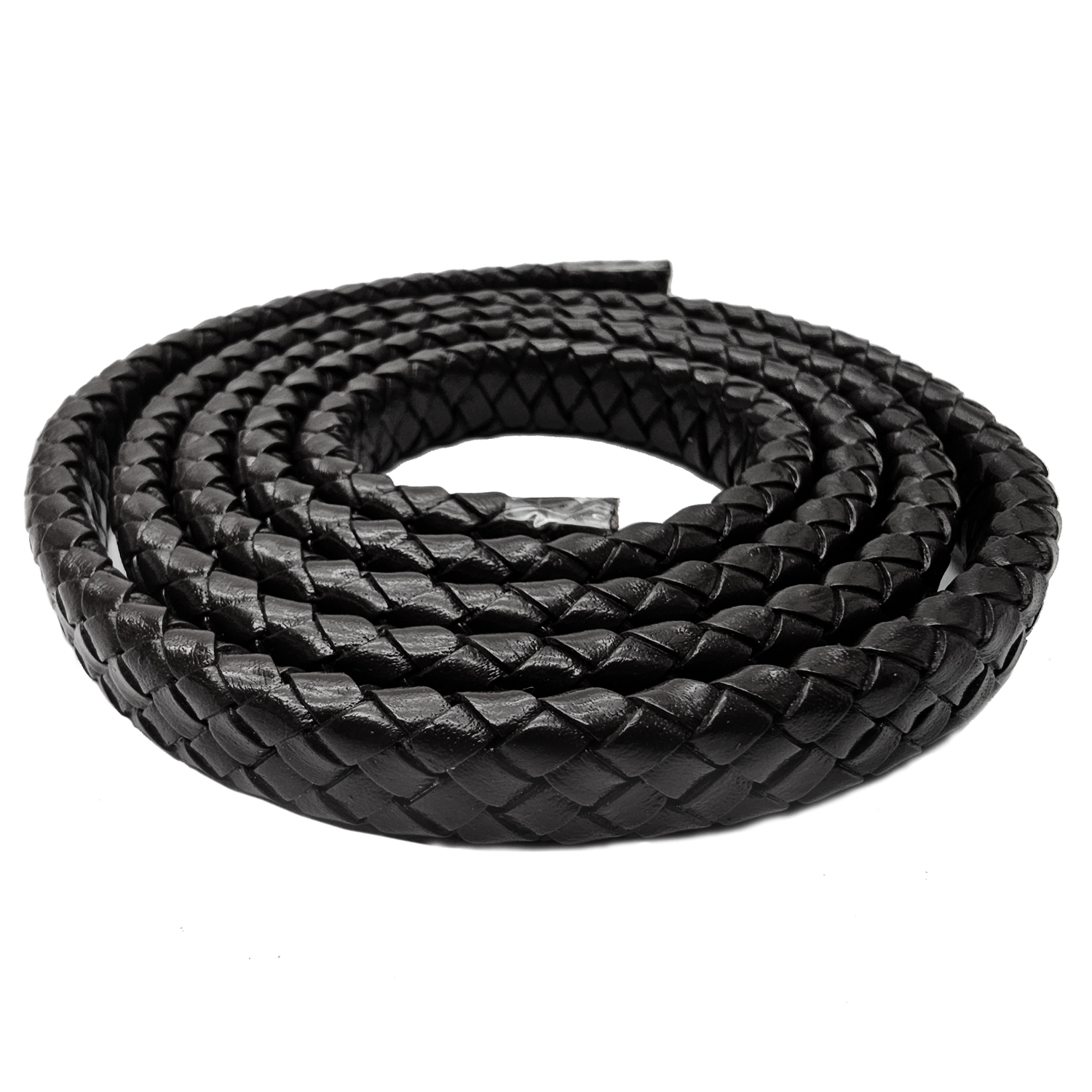 Lederband Geflochten oval | 1 Meter | 12 mm x 6 mm | Schwarz