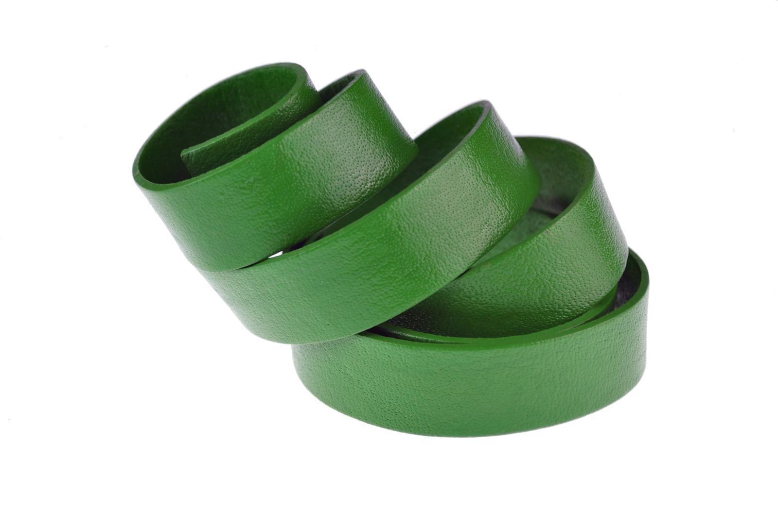 Lederband Flach. Länge: 1 m; Dicke: 2 mm - Grün. Breite: 40 mm