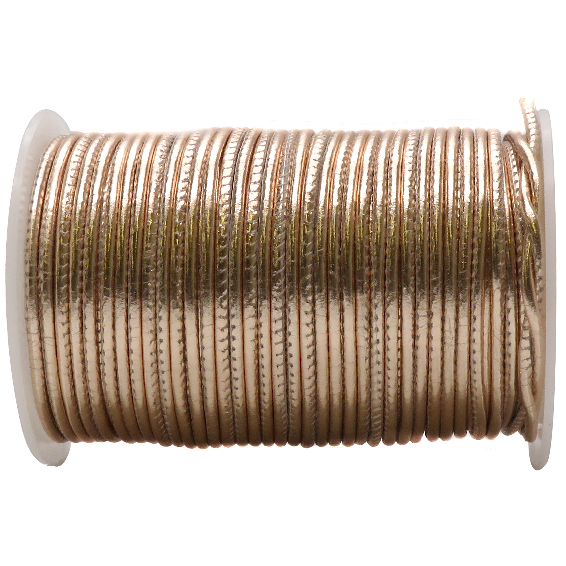 Lederschnur Rund gesäumt 2,5 mm - Rosegold. Länge: 10 m