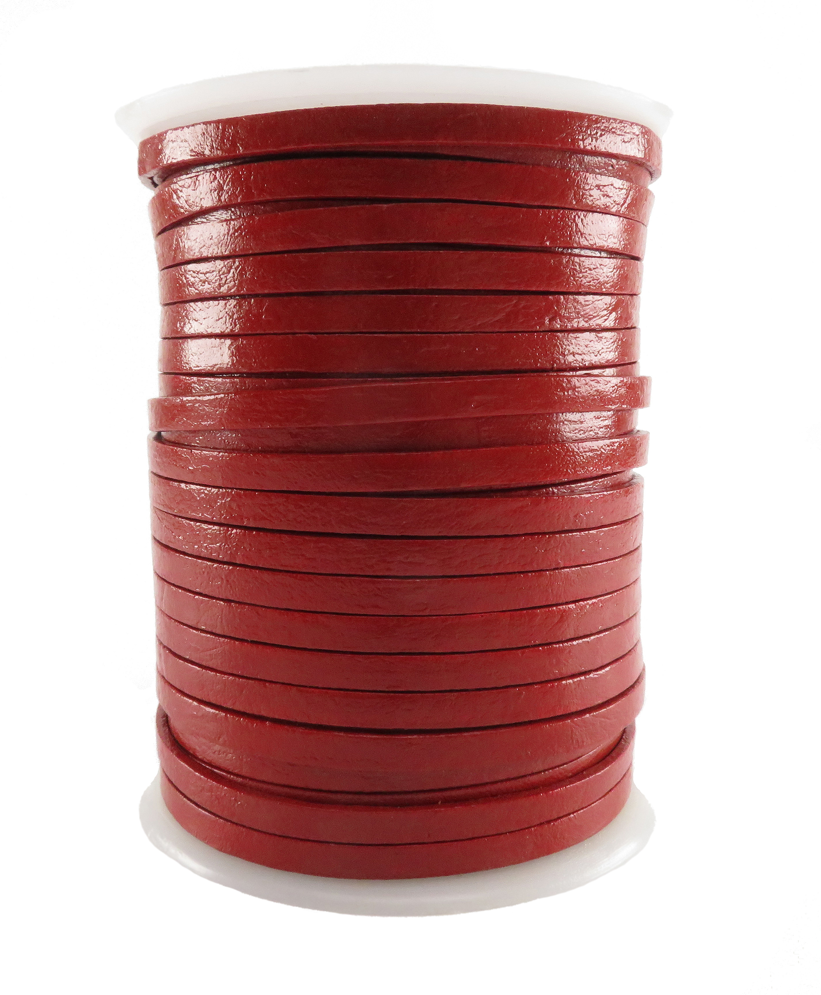 Lederband Flach 5 mm x 2 mm - Rot. Länge: 50 m auf Rolle