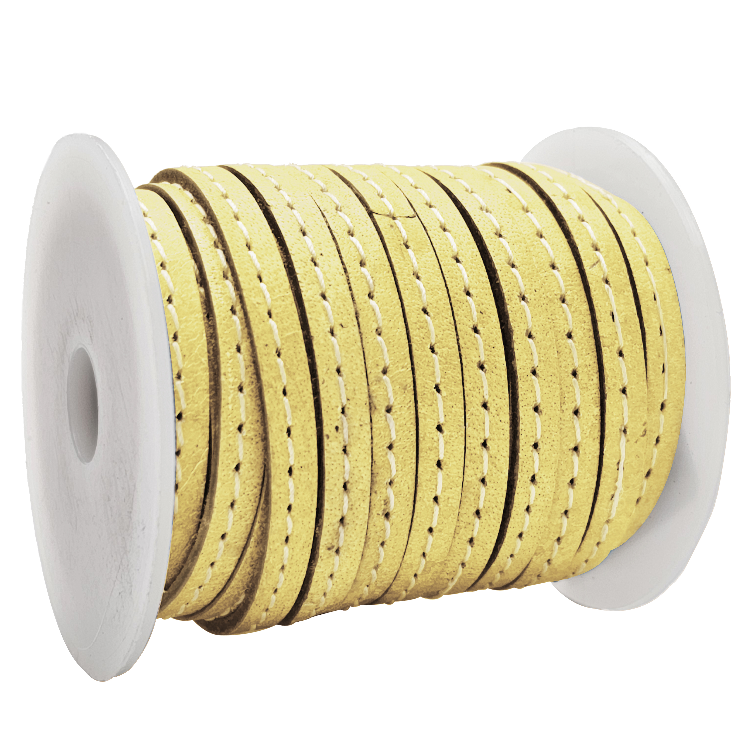 Lederband flach mit Ziernaht  5 x 1,5  mm - KO/04 Hellgelb 10 m