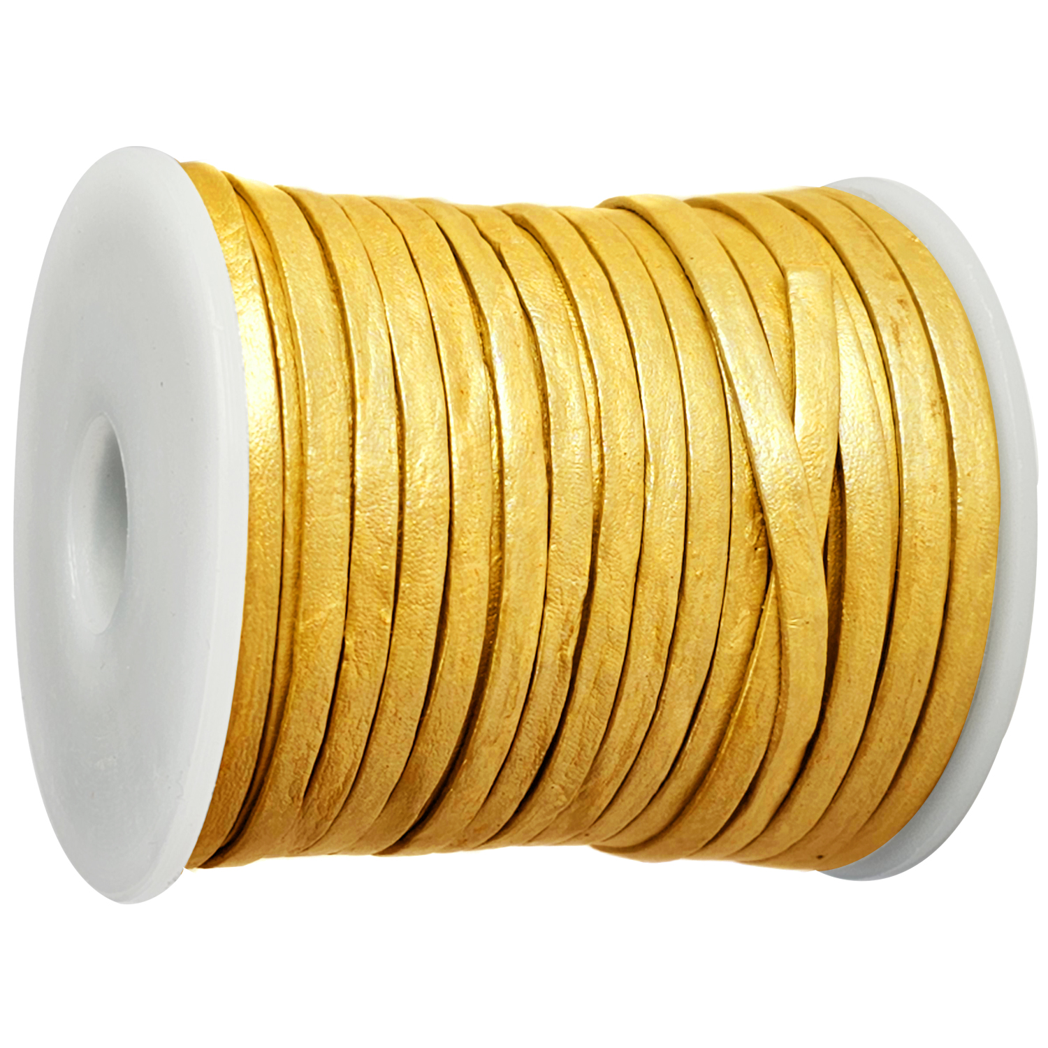 Lederband Flach 3 x 1 mm - Gold. Länge: 10 m