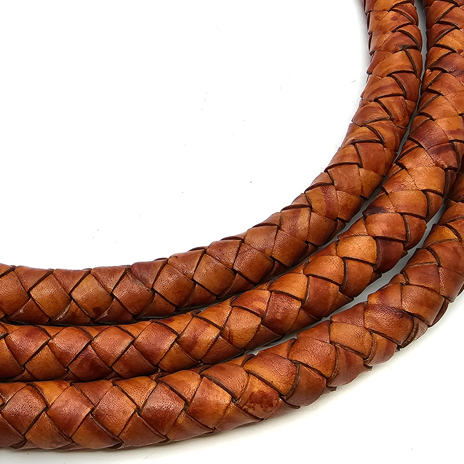 Lederschnur geflochten 20 mm - Antik Hellbraun. Länge: 5 Meter