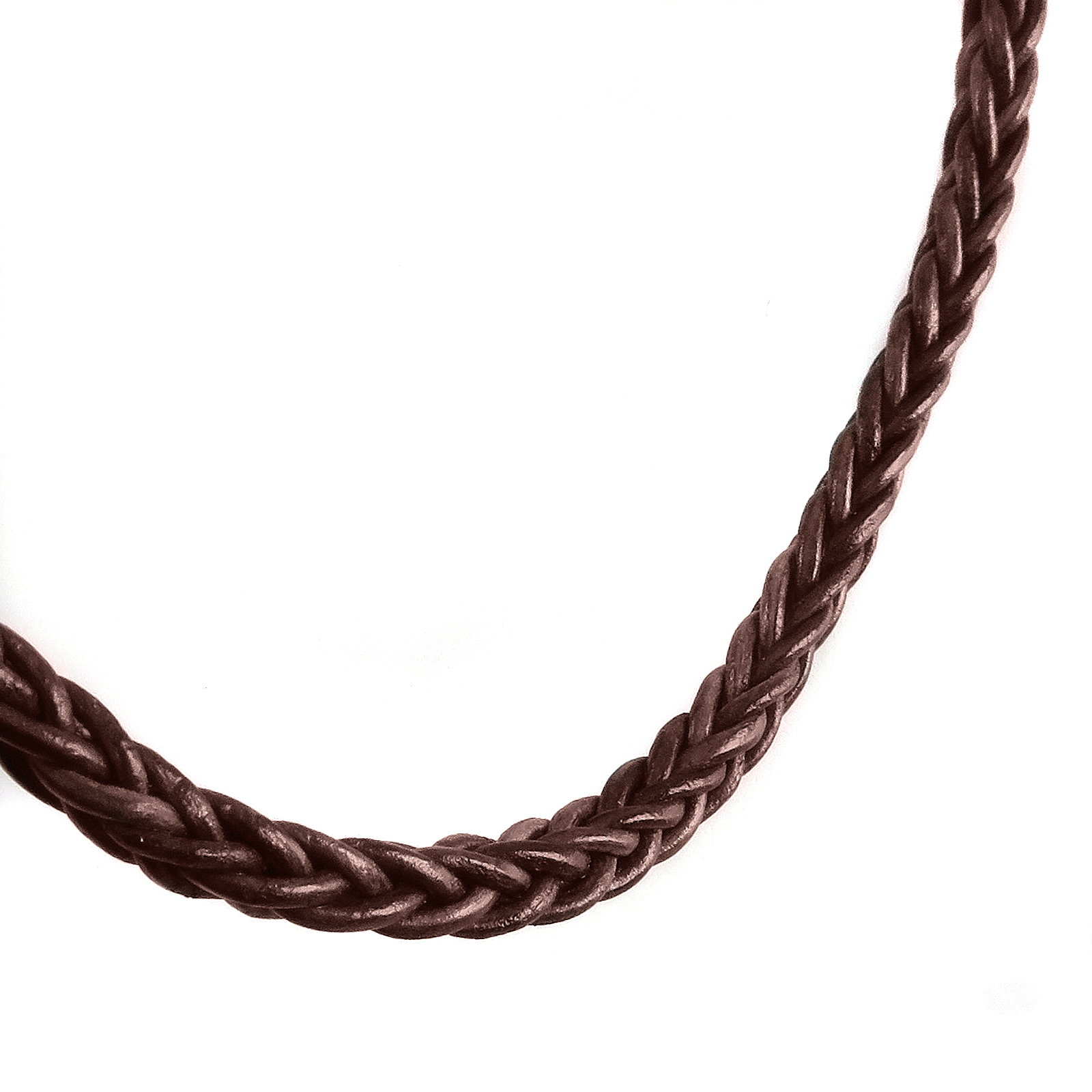 Lederschnur geflochten quadratisch 3 mm - Braun. Länge: 1 m