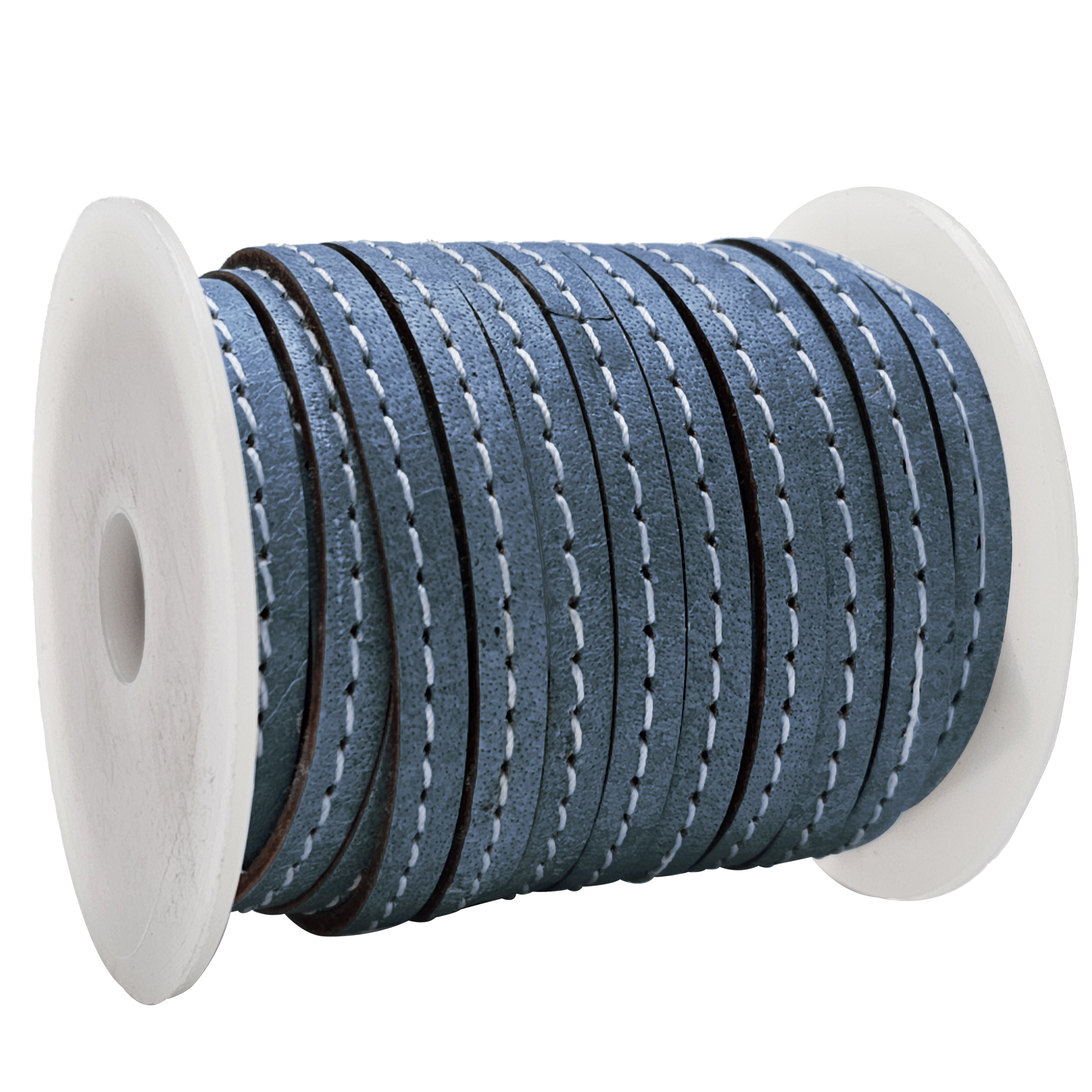 Lederband flach mit Ziernaht  5 x 1,5  mm - KO/07 Blau 10 m