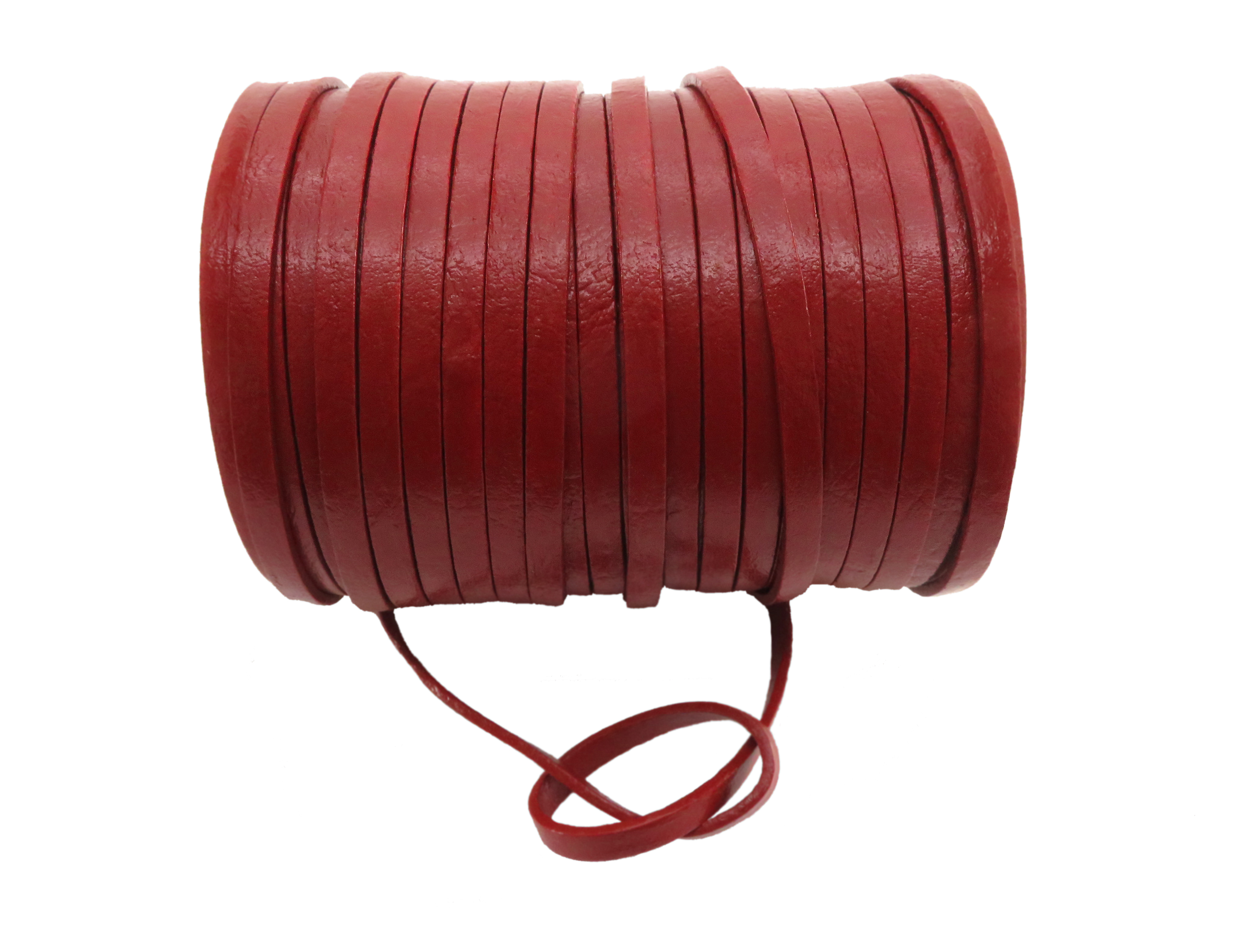 Lederband Flach 5 mm x 2 mm - Rot. Länge: 25 m auf Rolle