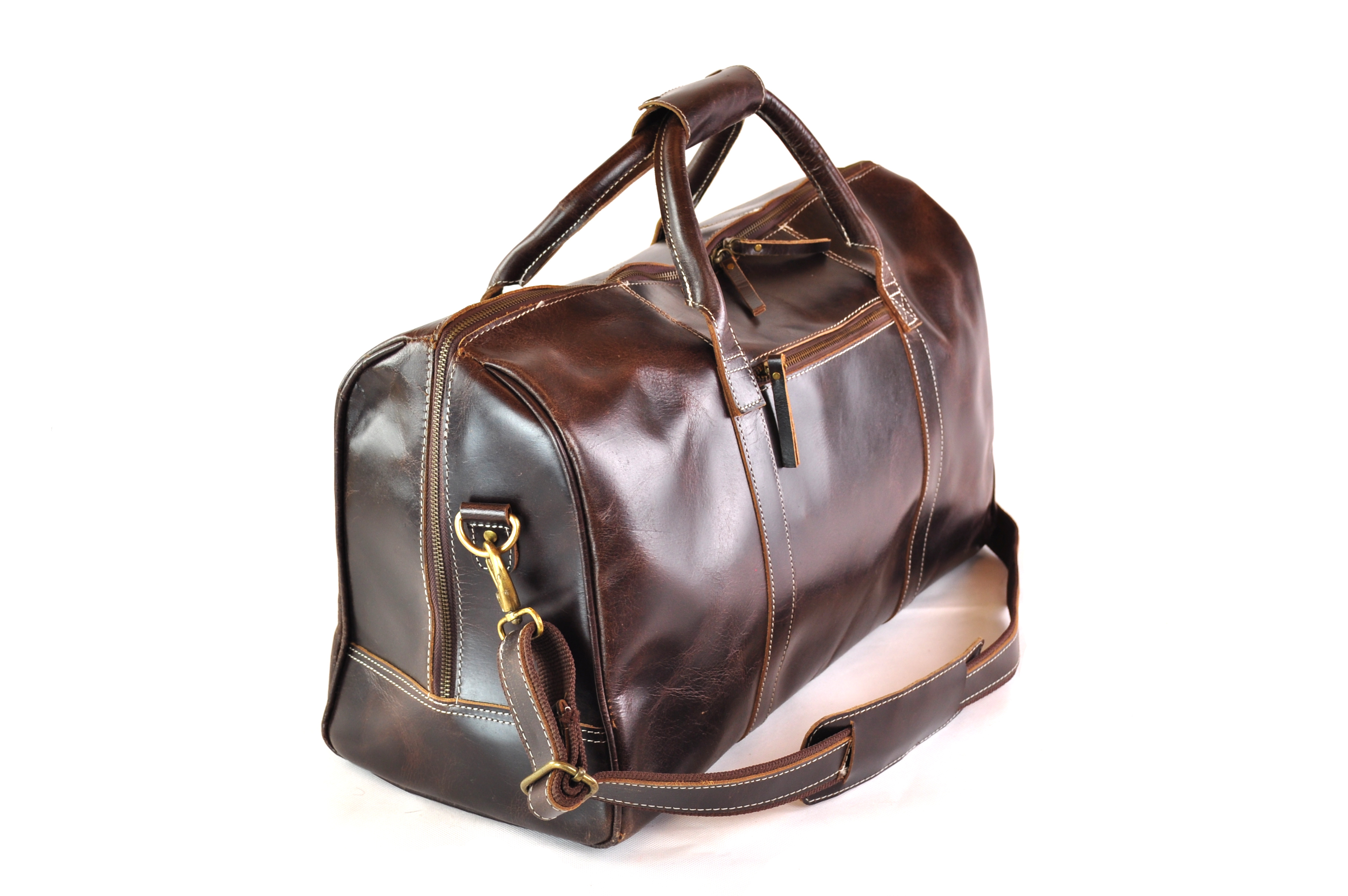 Große Ledertasche | Reisetasche | Vintage | 52cm x 30cm x 18cm - Braun