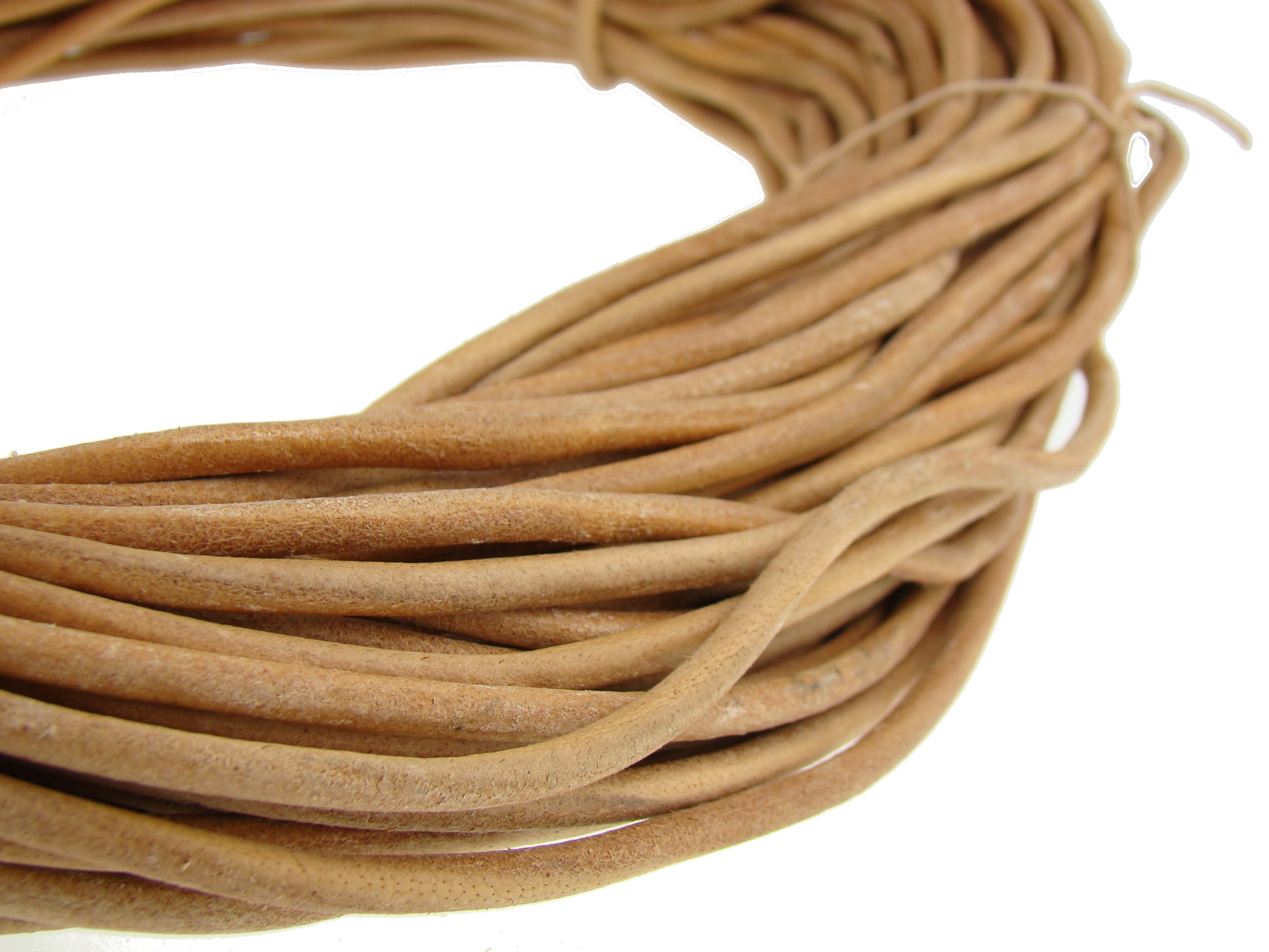 4-natur-1 Lederschnur Rund 4 mm - Natur. Länge: 50 m