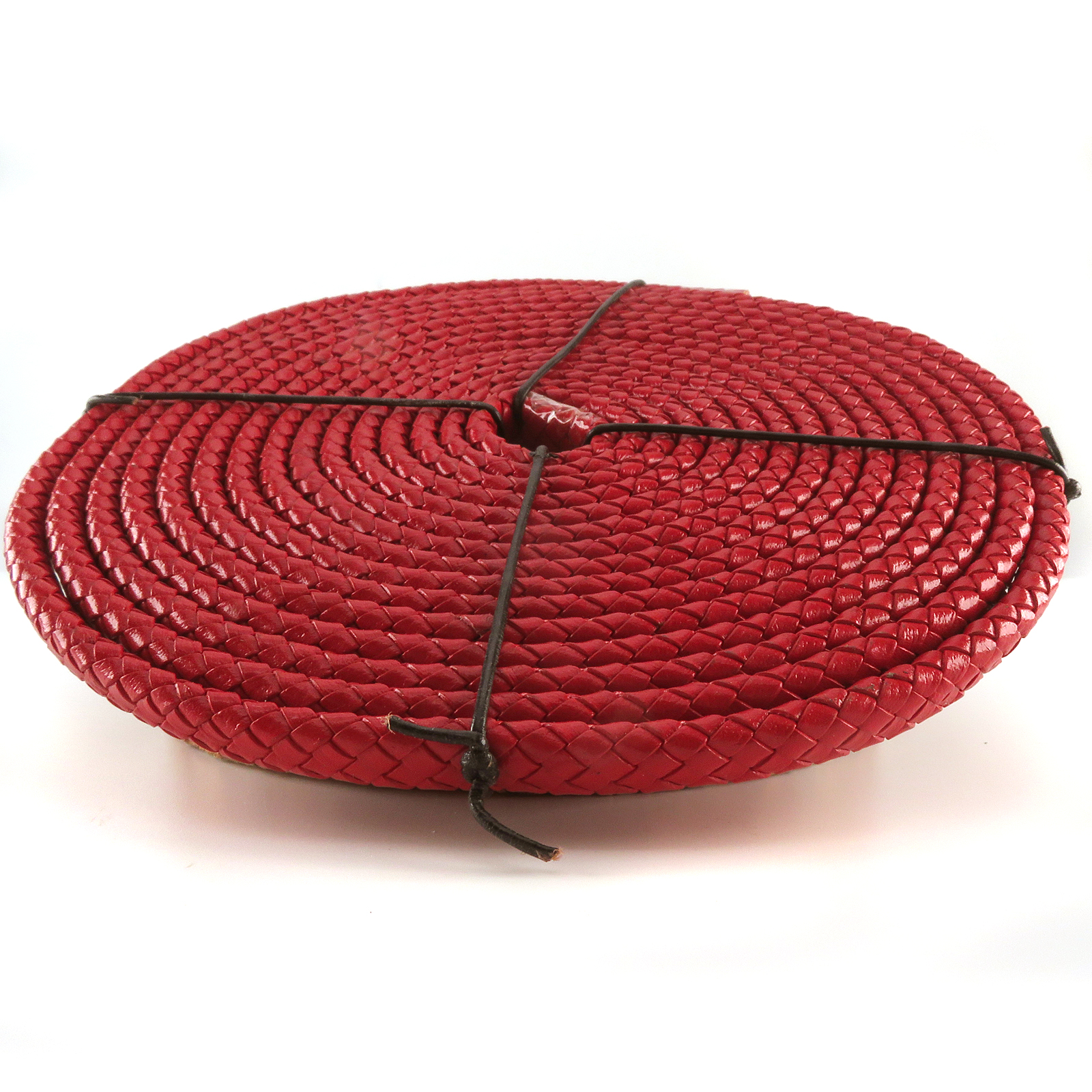 Lederschnur geflochten Oval 10 mm x 6 mm - Rot. Länge: 5 m