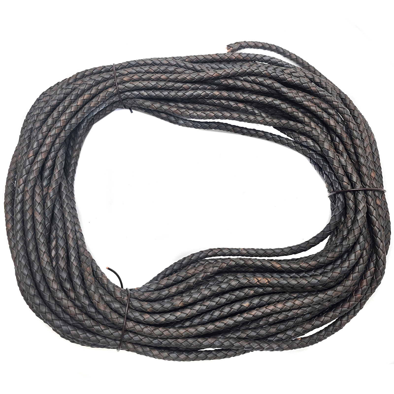 Lederschnur geflochten 6 mm - Schlamm. Länge: 10 m