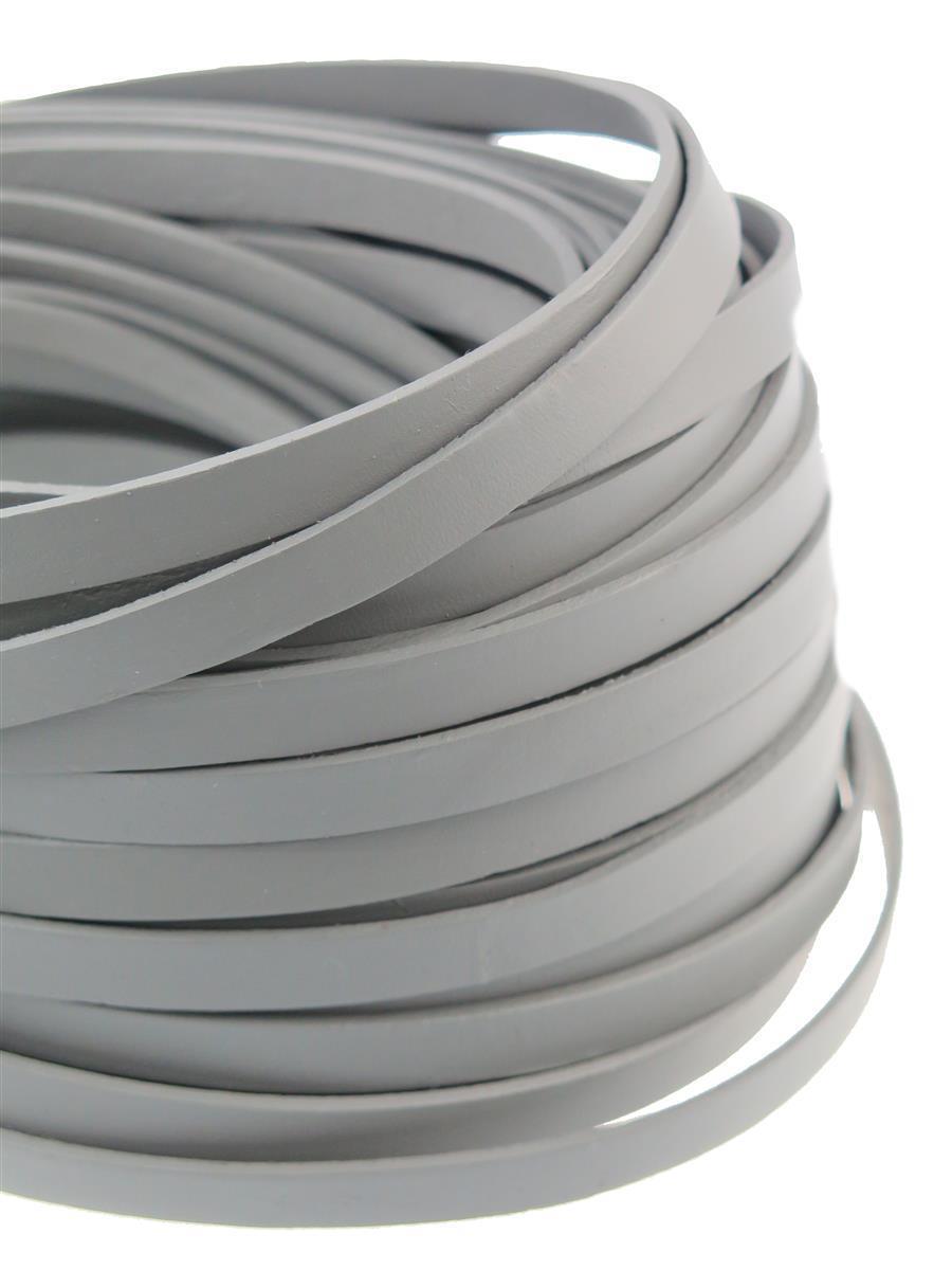 Lederband Flach 1 cm x 2 mm - Grau. Länge: 50 m