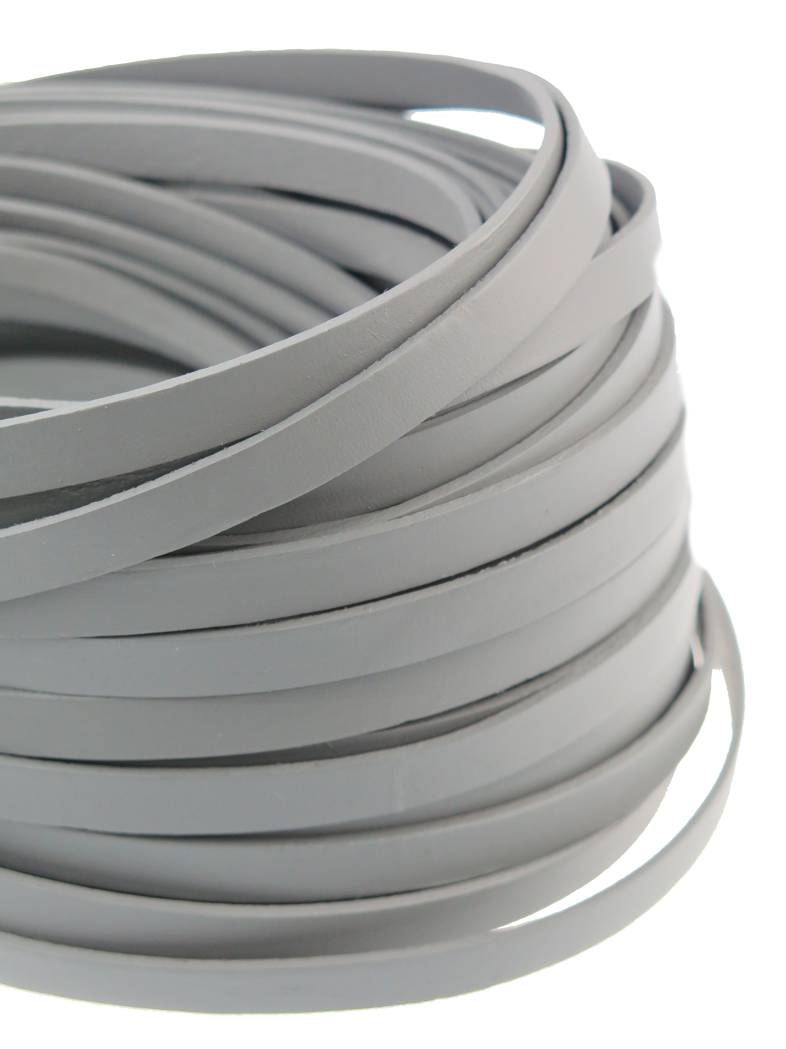 Lederband Flach 1 cm x 2 mm - Grau. Länge: 25 m