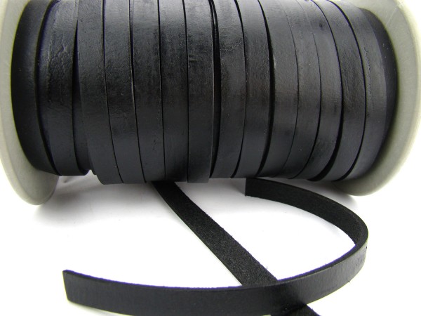 Lederband Flach 1 cm x 2,5 mm - Schwarz