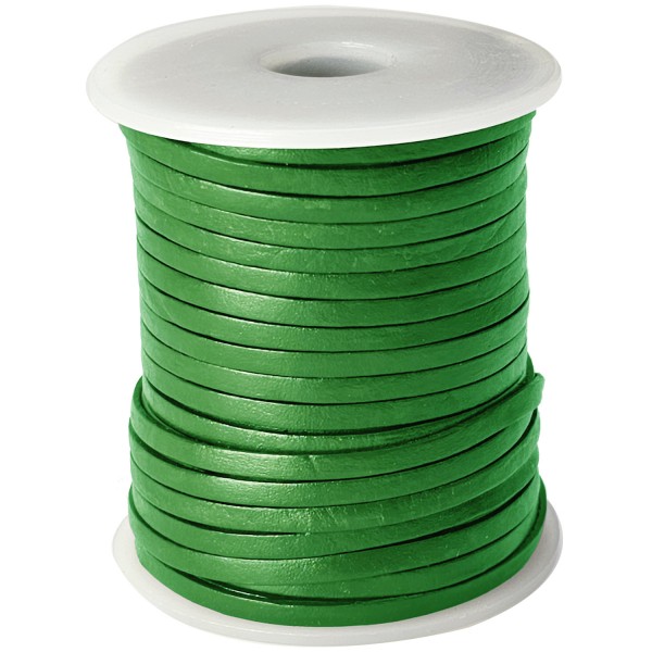 Lederband flach 3 mm Breite, 1 mm Dick fürs kreative Handwerk, Lederschmuckherstellung in Grün