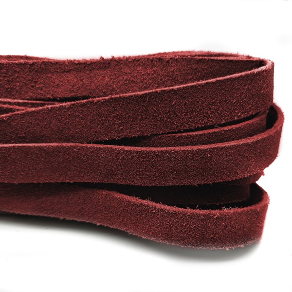 Wildlederband in Weinrot 15 mm Breite - reines Velourleder