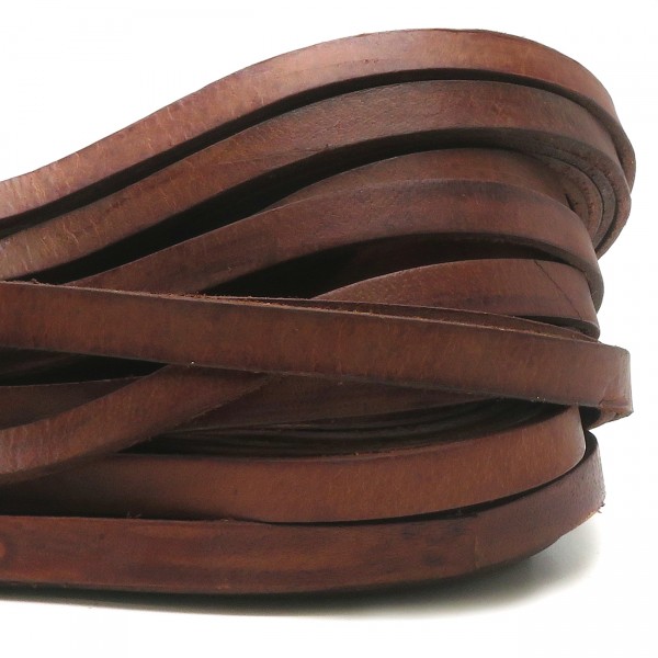 Antik Braunes Lederband mit 1 cm Breite und wählbarer Länge - vegetabil gegerbt