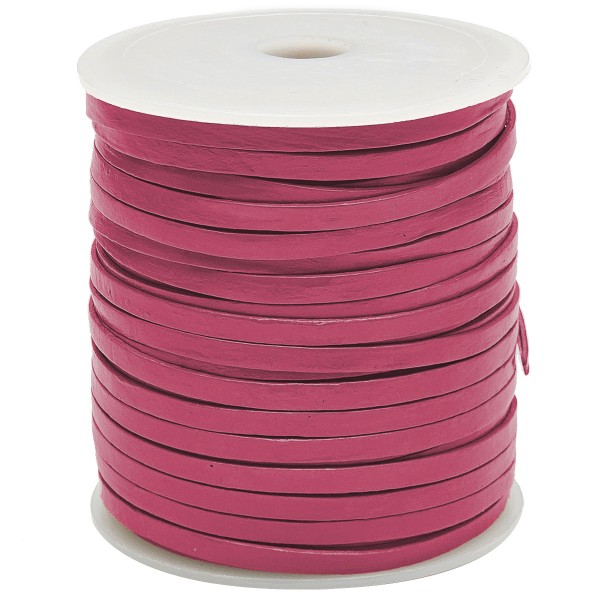 Flaches, vegetabil gegerbtes Lederband in hervorragender Qualität, 4 mm Breite und 1 mm Dicke in einem wunderschönem Pink