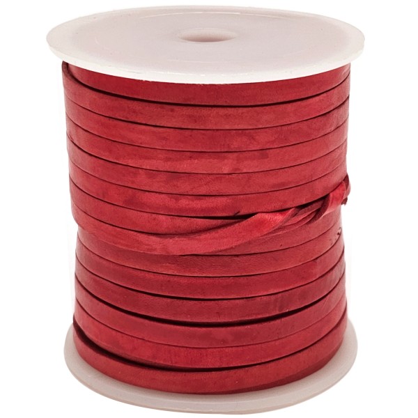 Antik Rotes flaches Lederband in 4 mm Breite und 1 mm Stärke