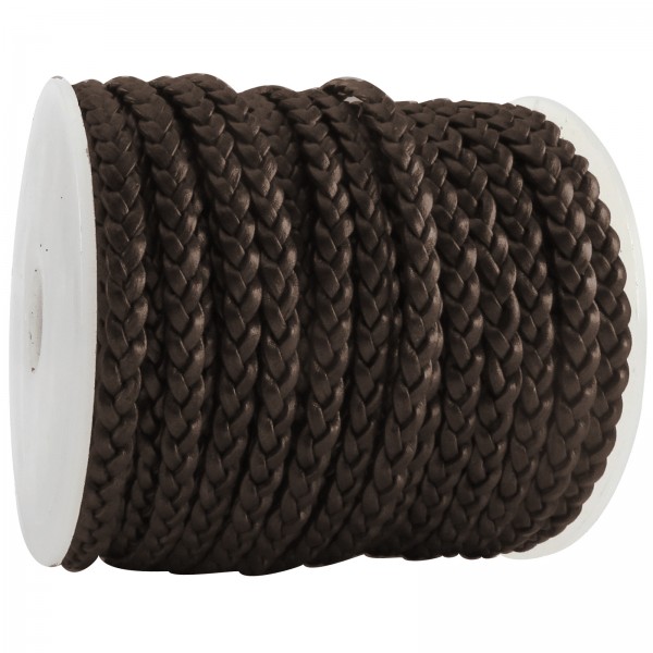 Geflochtenes Lederband mit drei Schnüren in 5 mm Breite in Braun