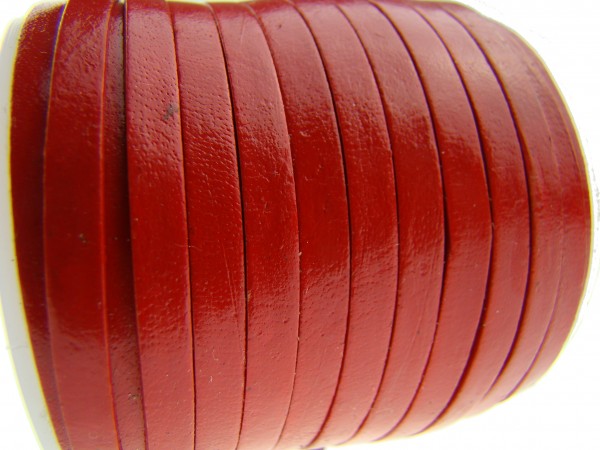 Lederband Flach 4 x 1 mm - Rot